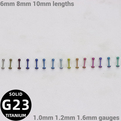 Anodised Titanium Labret Monroe Bars Nose Lip Tragus Stud Ear Helix Cartilage BALL