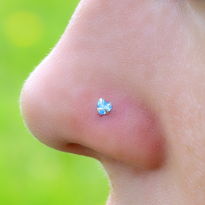 Lshape 925 Sterling Silver Nose Stud Ring Thin Tragus Helix Ear Lip Piercing Star Hear Square Round