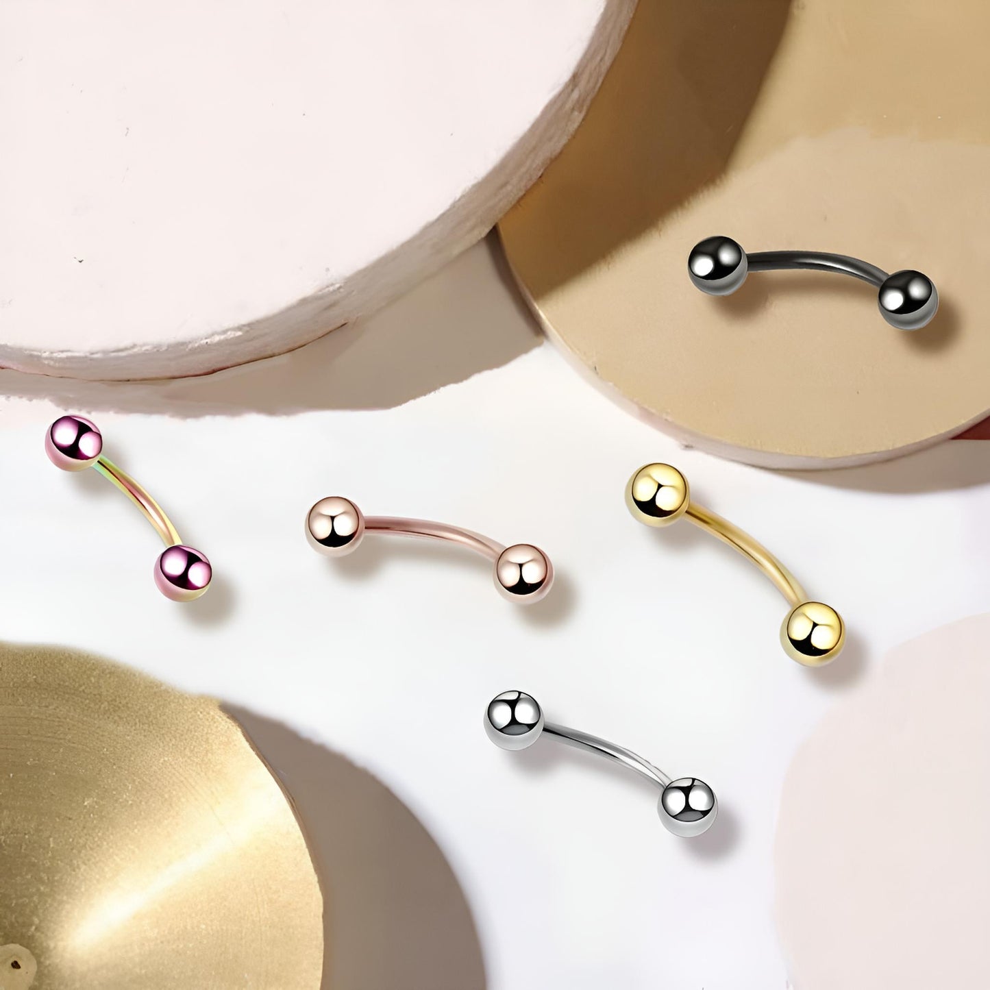 Curved Eyebrow Bar Piercing Lip Ear New Eyebrow Banana Barbell Belly Ball