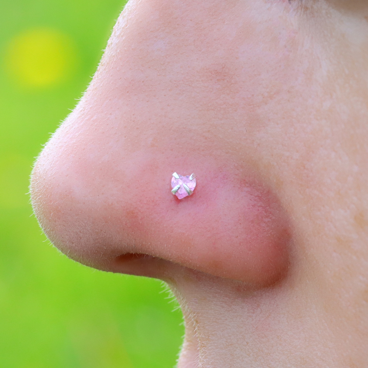 Heart Sterling Silver LShape Nose Stud Ring Thin Tragus Helix Ear Lip Piercing