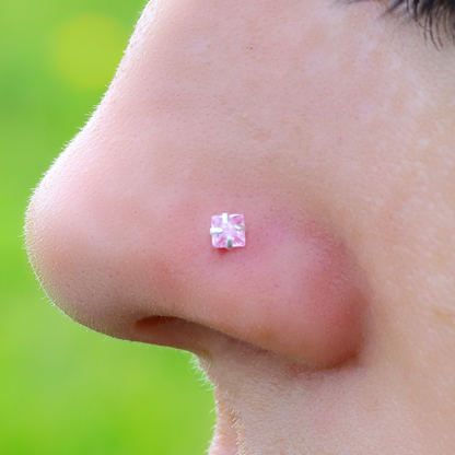 Square Sterling Silver LShape Nose Stud Ring Thin Tragus Helix Ear Lip Piercing
