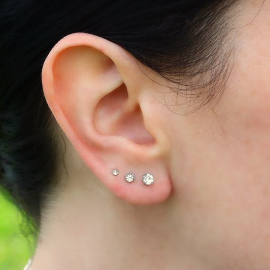 Bezel Round Gem Labret Monroe Bars Nose Ring Hoop Lip Tragus Stud Ear Piercing 1.2mm Gauge