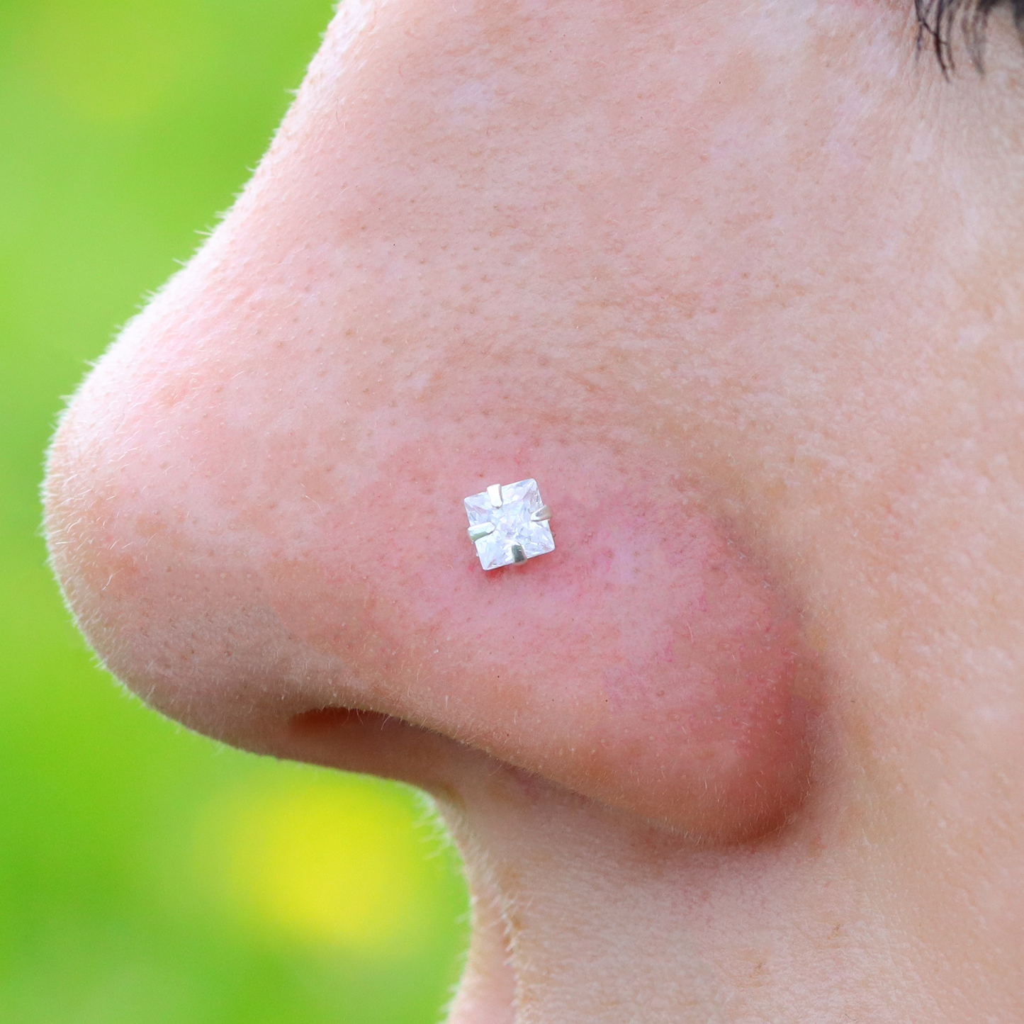 Square Sterling Silver LShape Nose Stud Ring Thin Tragus Helix Ear Lip Piercing
