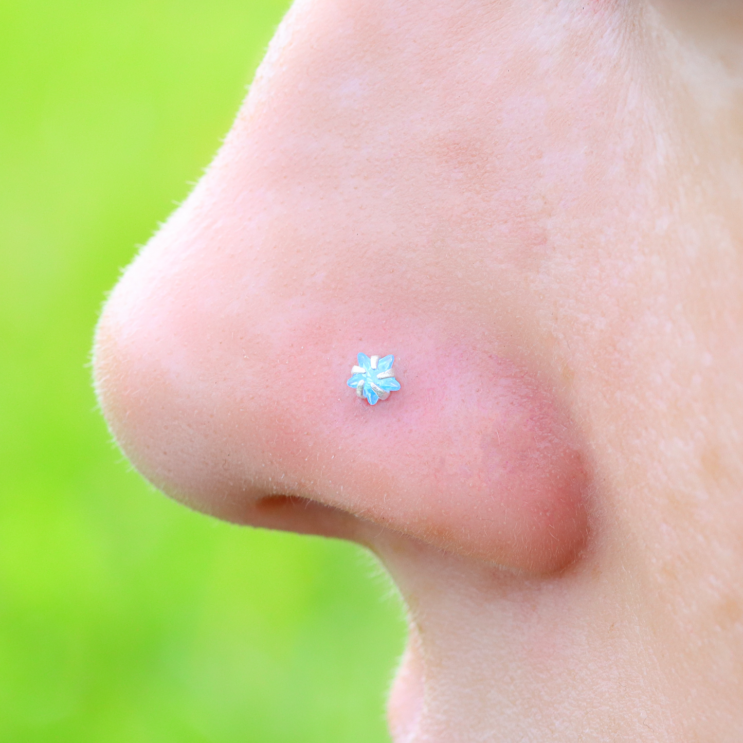 Star Sterling Silver LShape Nose Stud Ring Thin Tragus Helix Ear Lip Piercing