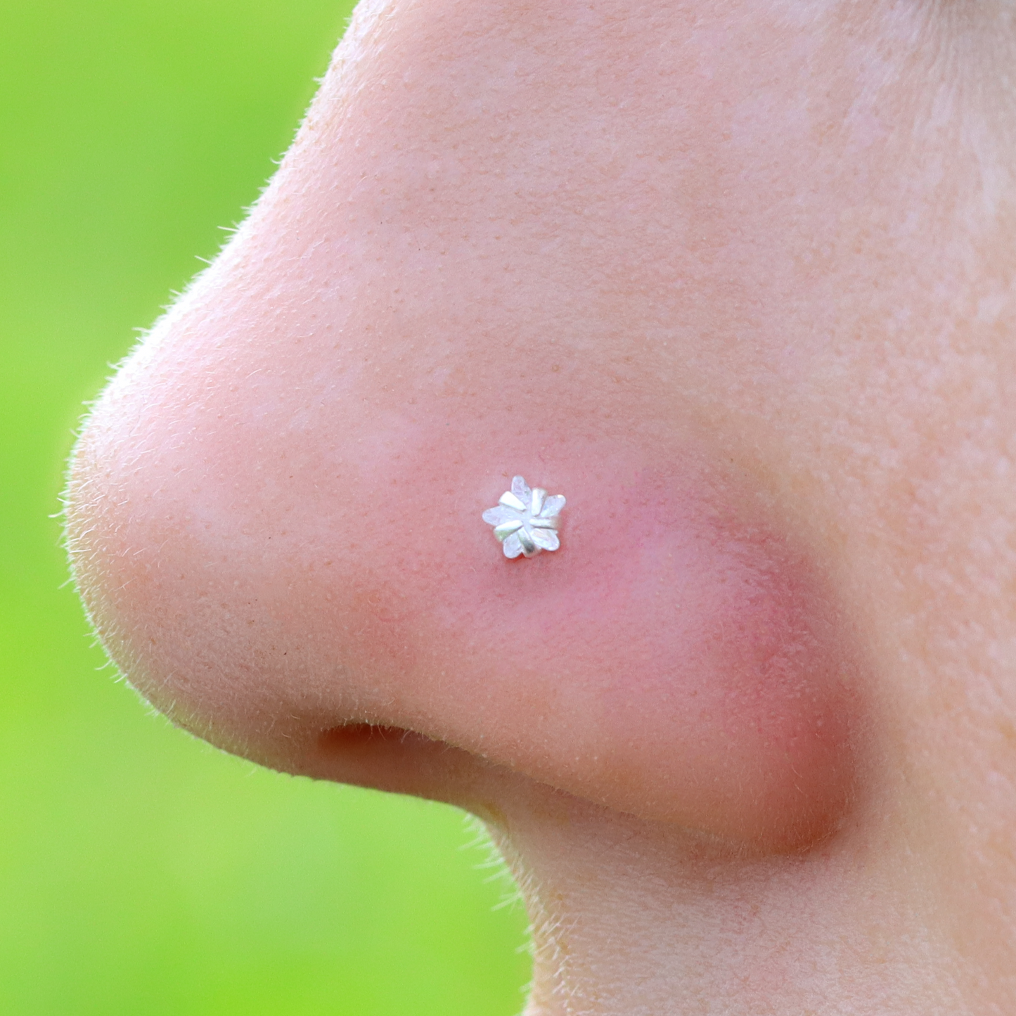 Star Sterling Silver LShape Nose Stud Ring Thin Tragus Helix Ear Lip Piercing