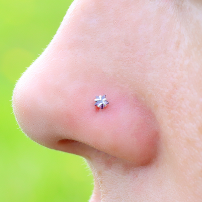 Lshape 925 Sterling Silver Nose Stud Ring Thin Tragus Helix Ear Lip Piercing Star Hear Square Round